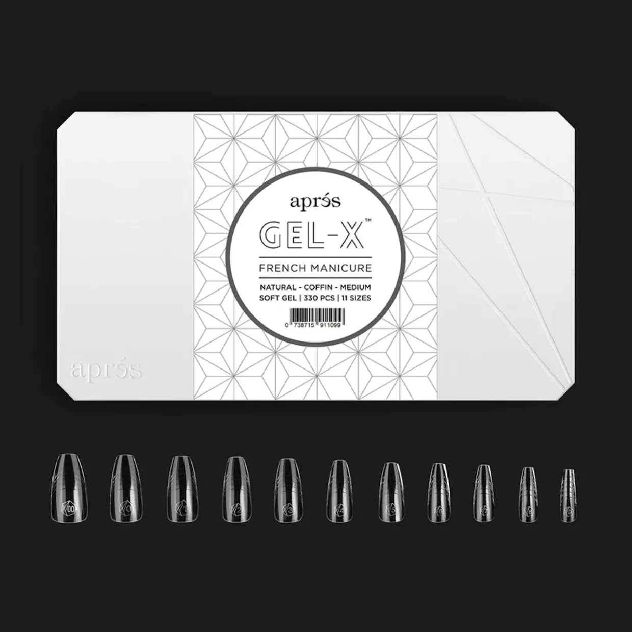 Apres French Manicure Gel-X Tips - Natural Coffin Medium (330 pcs)