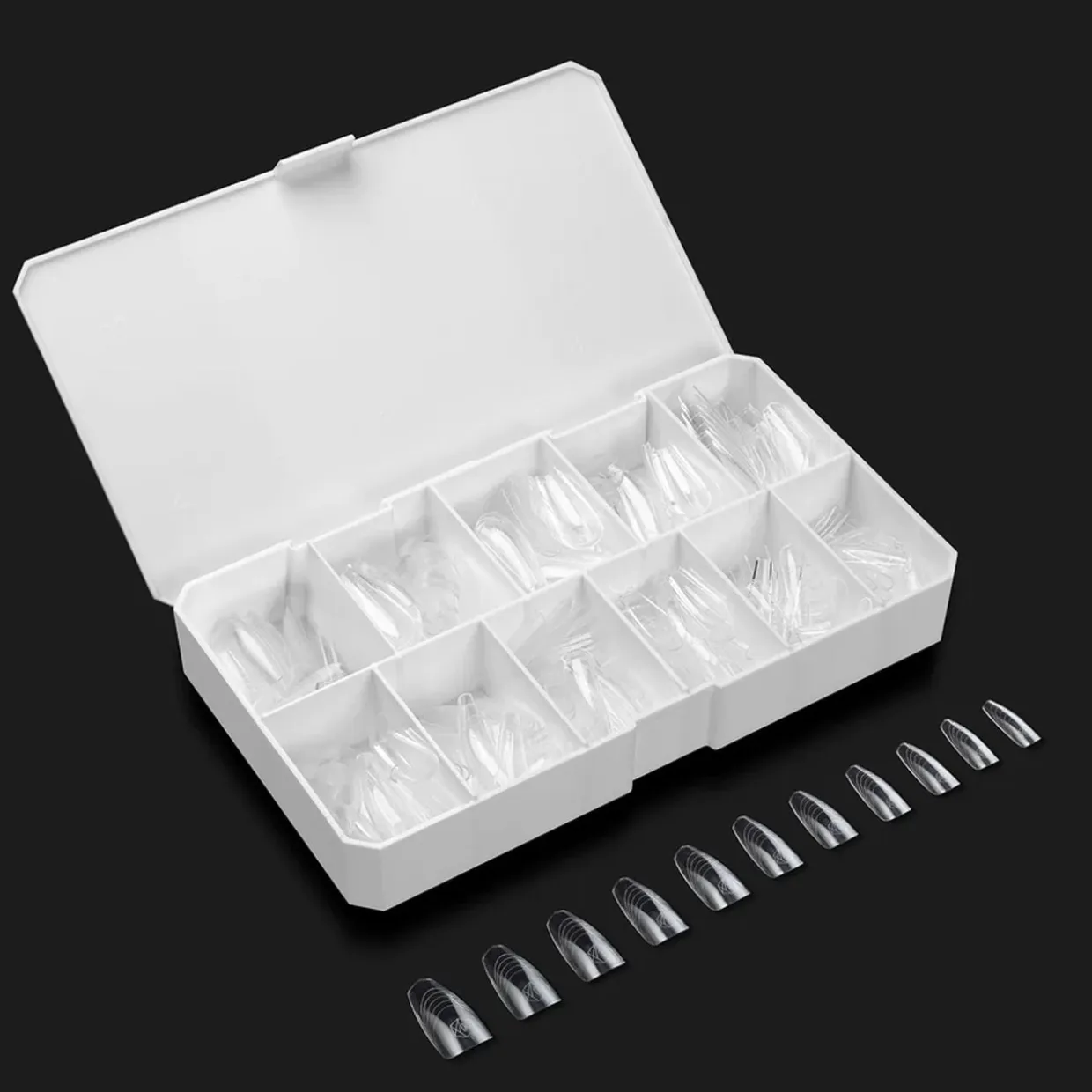 Apres French Manicure Gel-X Tips - Natural Coffin Medium (330 pcs)