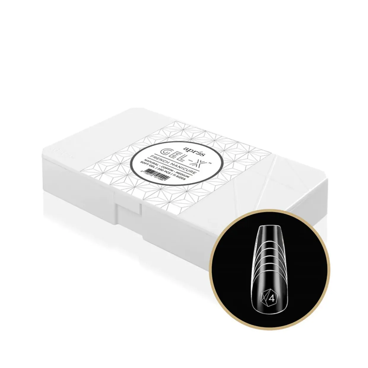 Apres French Manicure Gel-X Tips - Natural Coffin Medium (330 pcs)