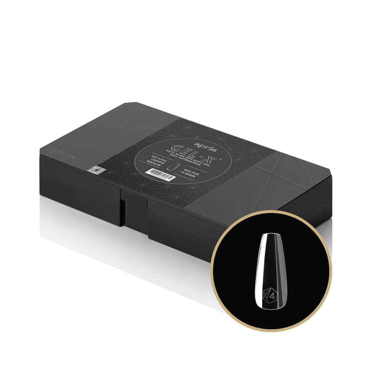 Apres Gel-X Natural Coffin Medium Box of Tips 2.0, 600 pcs.