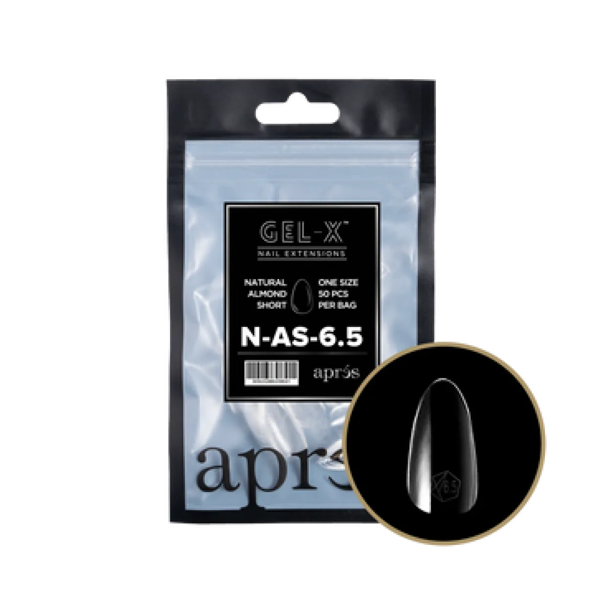 Apres Gel-X Refill Tips Natural Almond Short - Size 6.5, 50 pcs.