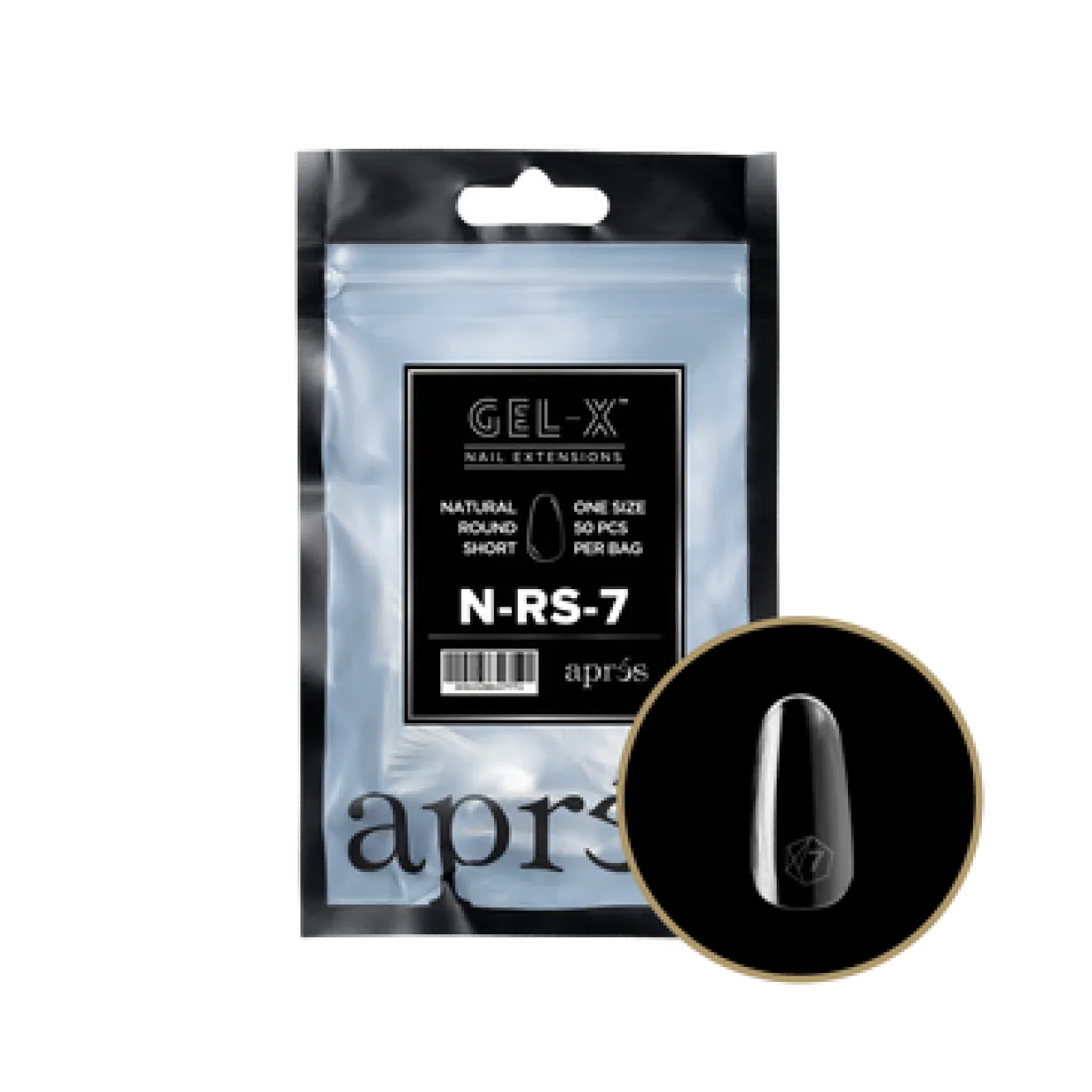 Apres Gel-X Refill Tips Natural Round Short - Size 07, 50 pcs.