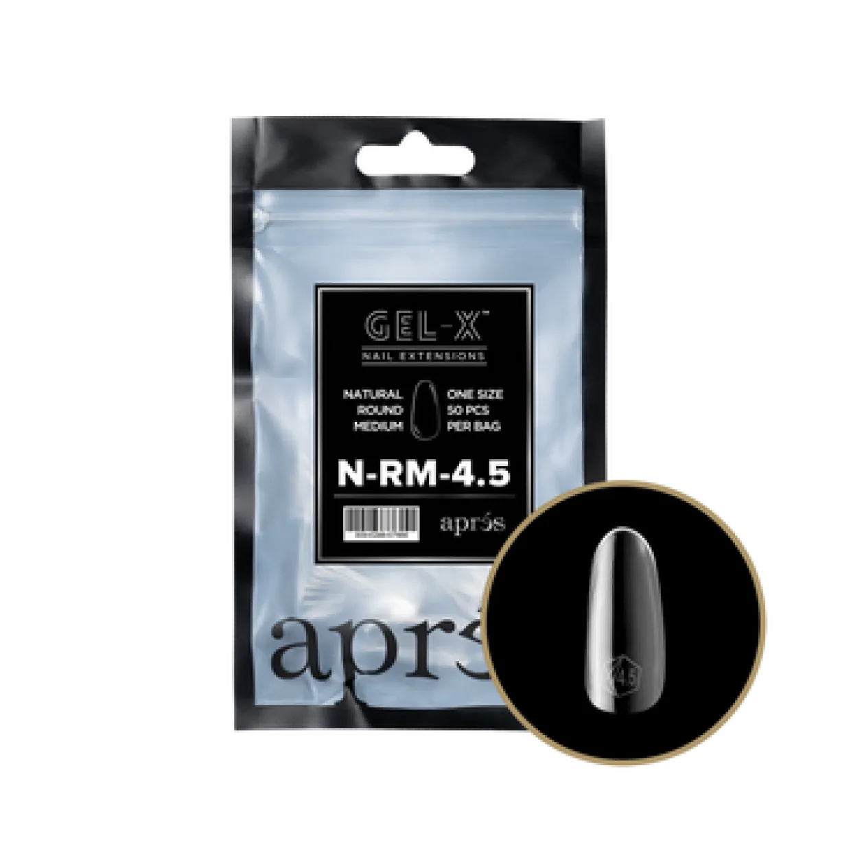 Apres Gel-X Refill Tips Natural Round Medium - Size 4.5, 50 pcs.