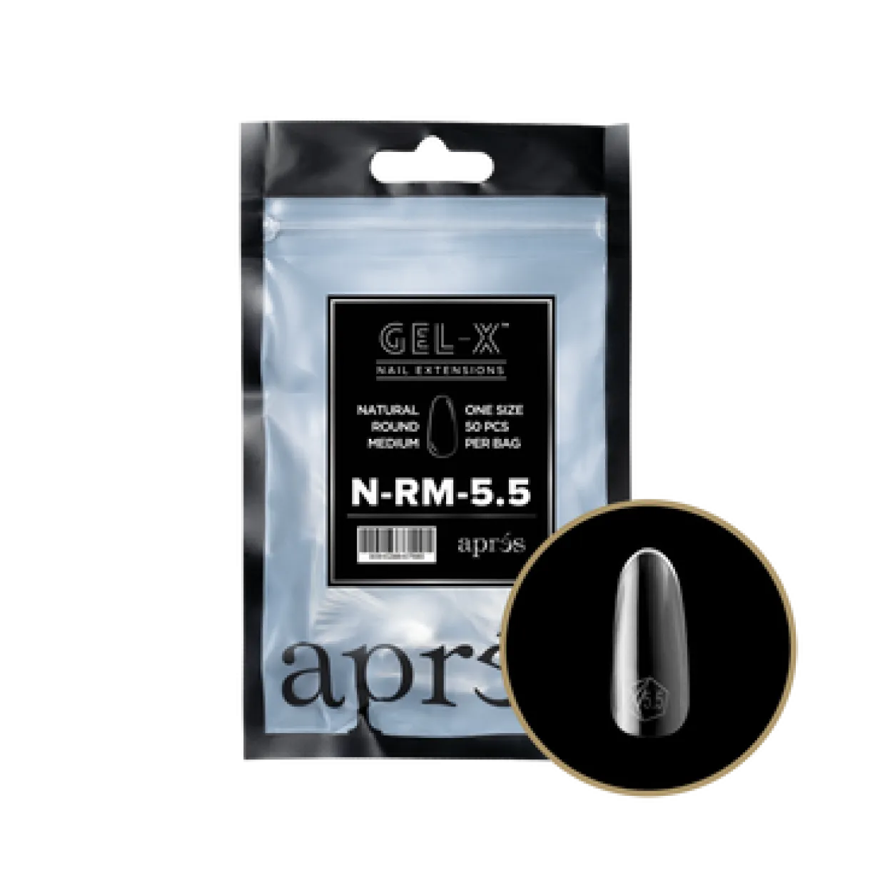 Apres Gel-X Refill Tips Natural Round Medium - Size 5.5, 50 pcs.