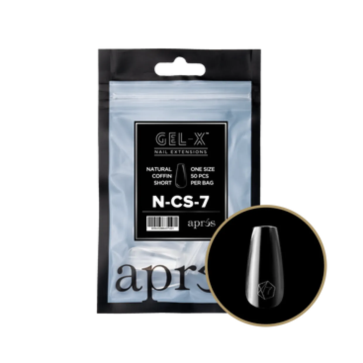 Apres Gel-X Refill Tips Natural Coffin Short - Size 07, 50 pcs.