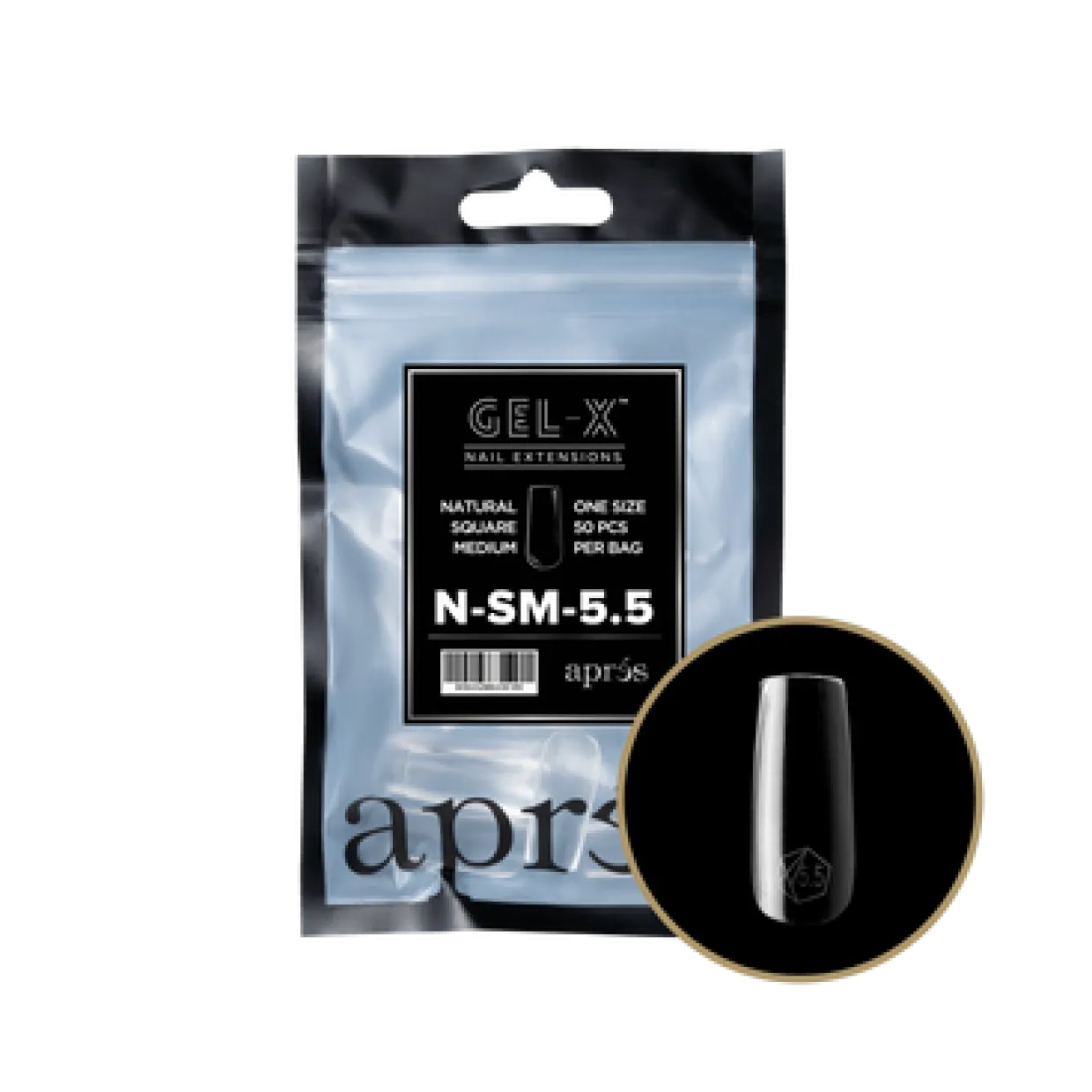 Apres Gel-X Refill Tips Natural Square Medium - Size 5.5, 50 pcs.