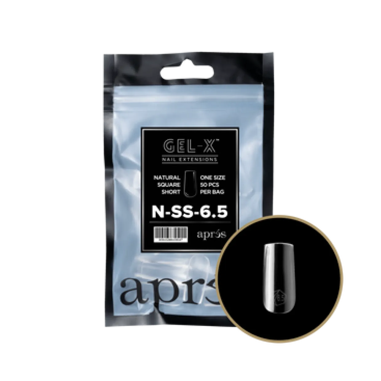 Apres Gel-X Refill Tips Natural Square Short - Size 6.5, 50 pcs.