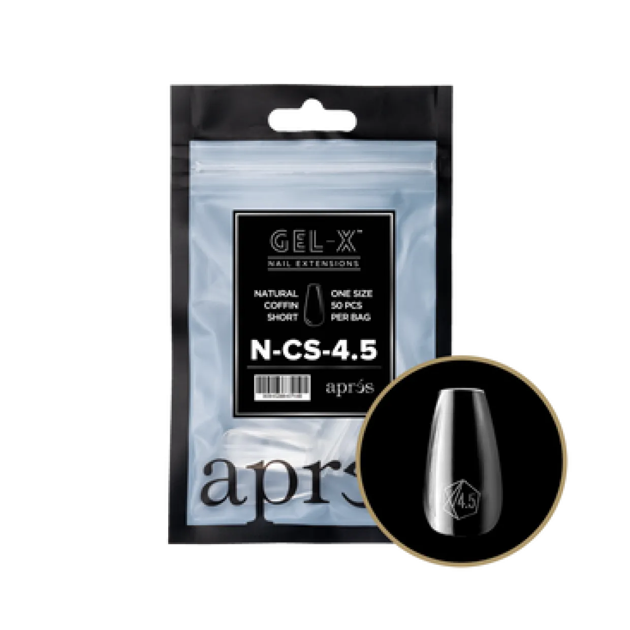 Apres Gel-X Refill Tips Natural Coffin Short - Size 4.5, 50 pcs.