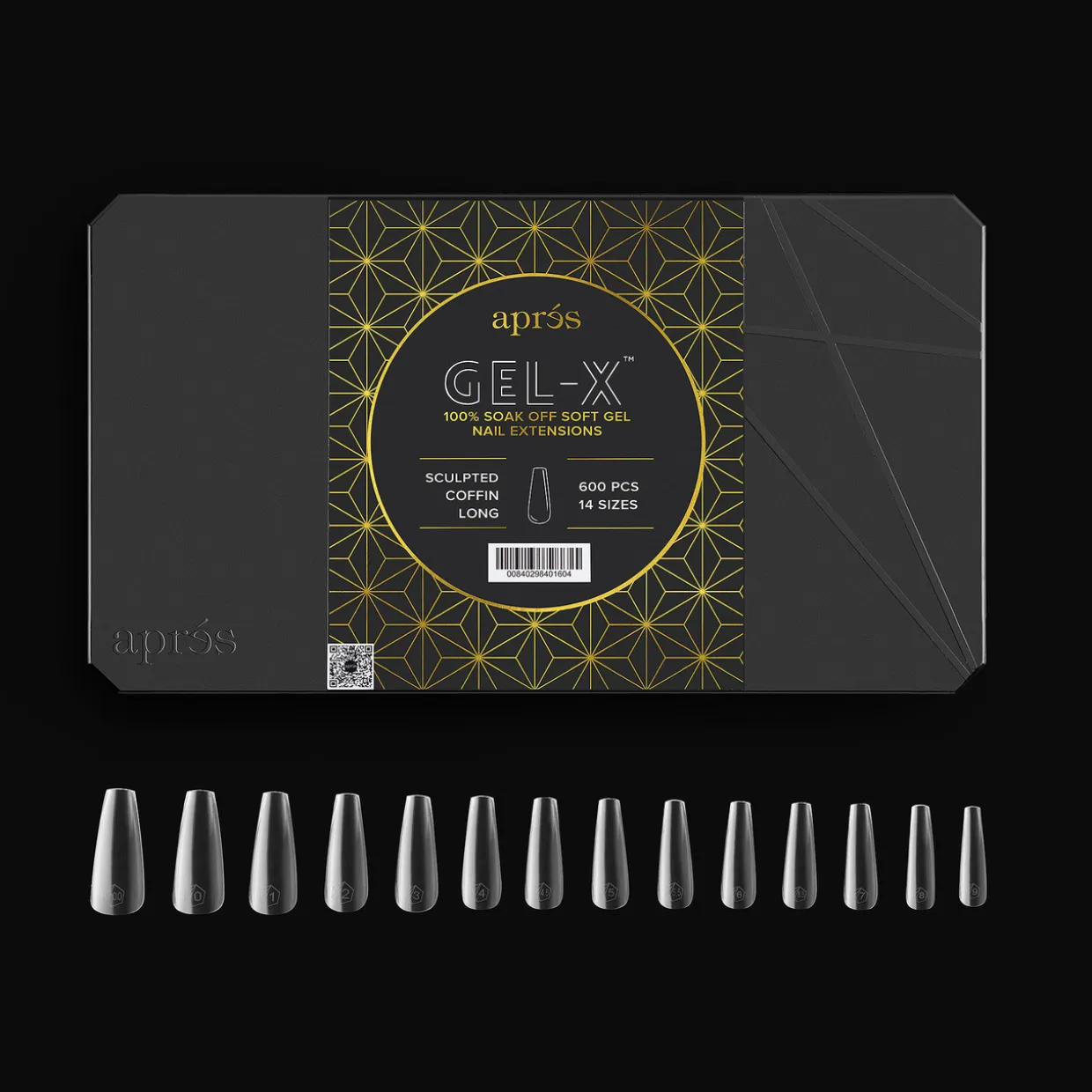 Apres Gel-X Sculpted Coffin Long Box of Tips 2.0, 600 pcs.
