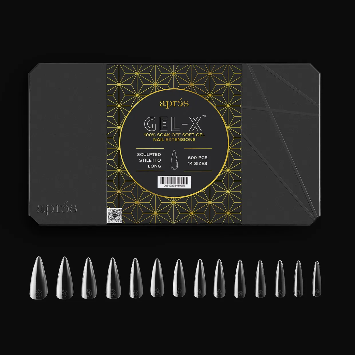 Apres Gel-X Sculpted Stiletto Long Box of Tips 2.0, 600 pcs.