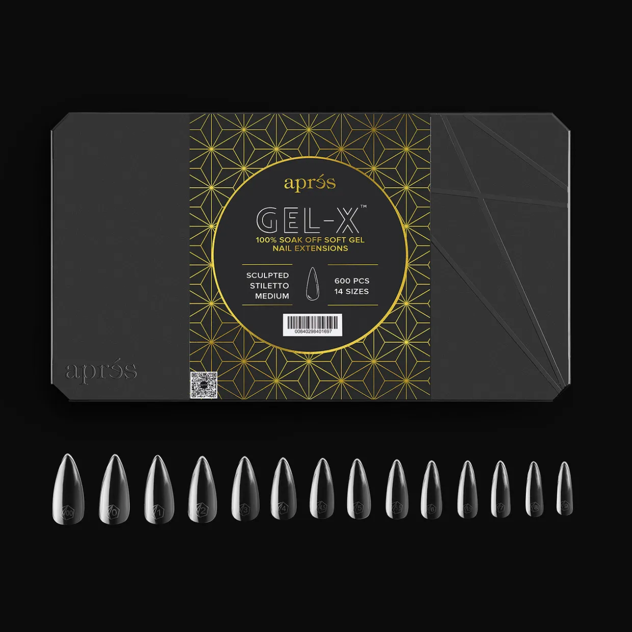 Apres Gel-X Sculpted Stiletto Medium Box of Tips 2.0, 600 pcs.