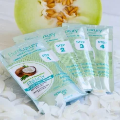 BareLuxury Energy Coconut & Honeydew 4 Pack - Includes 1 Each of Soak, Masque, Scrub, Massage Butter