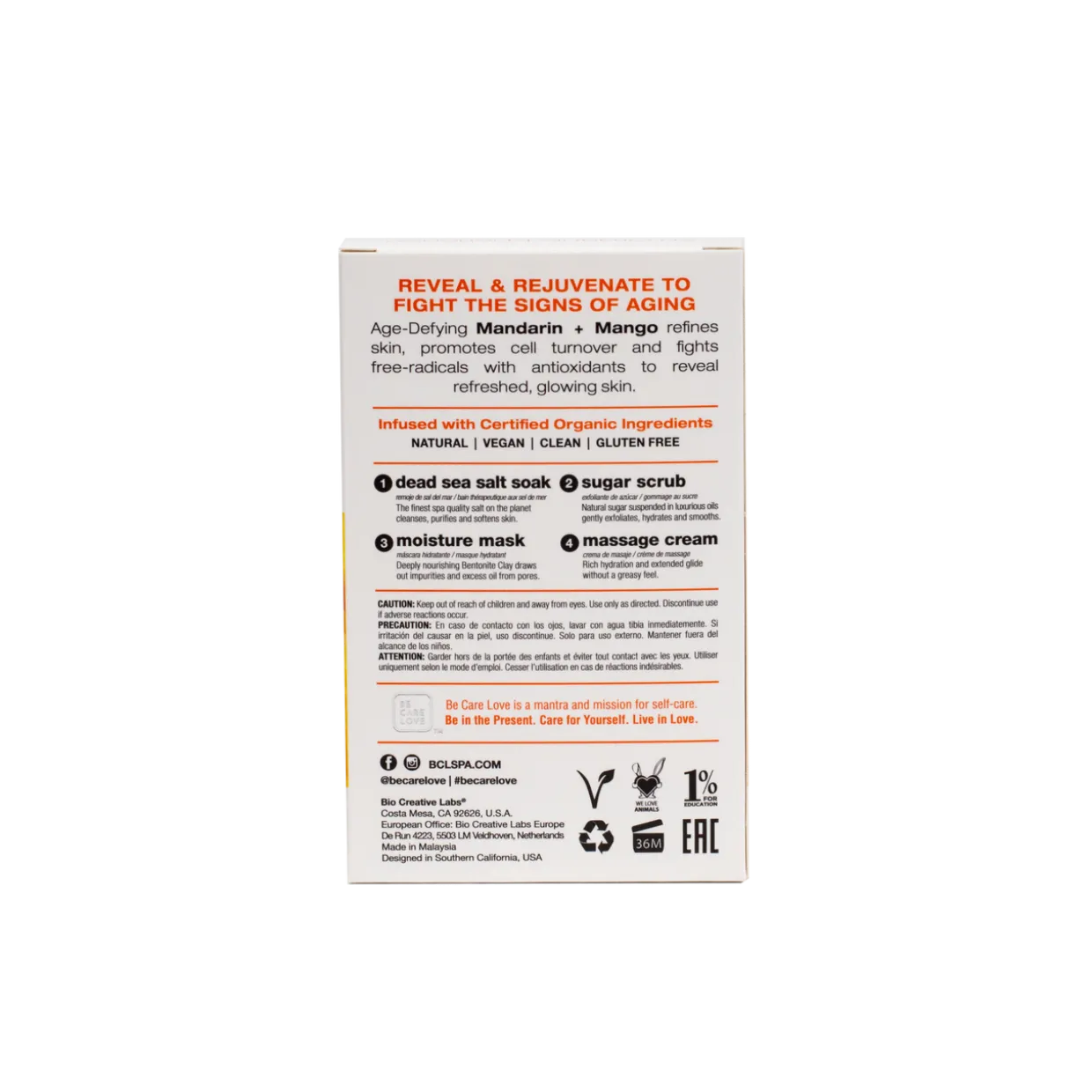 BCL Spa Mandarin + Mango Complete 4-step System, Single Use Packet Box