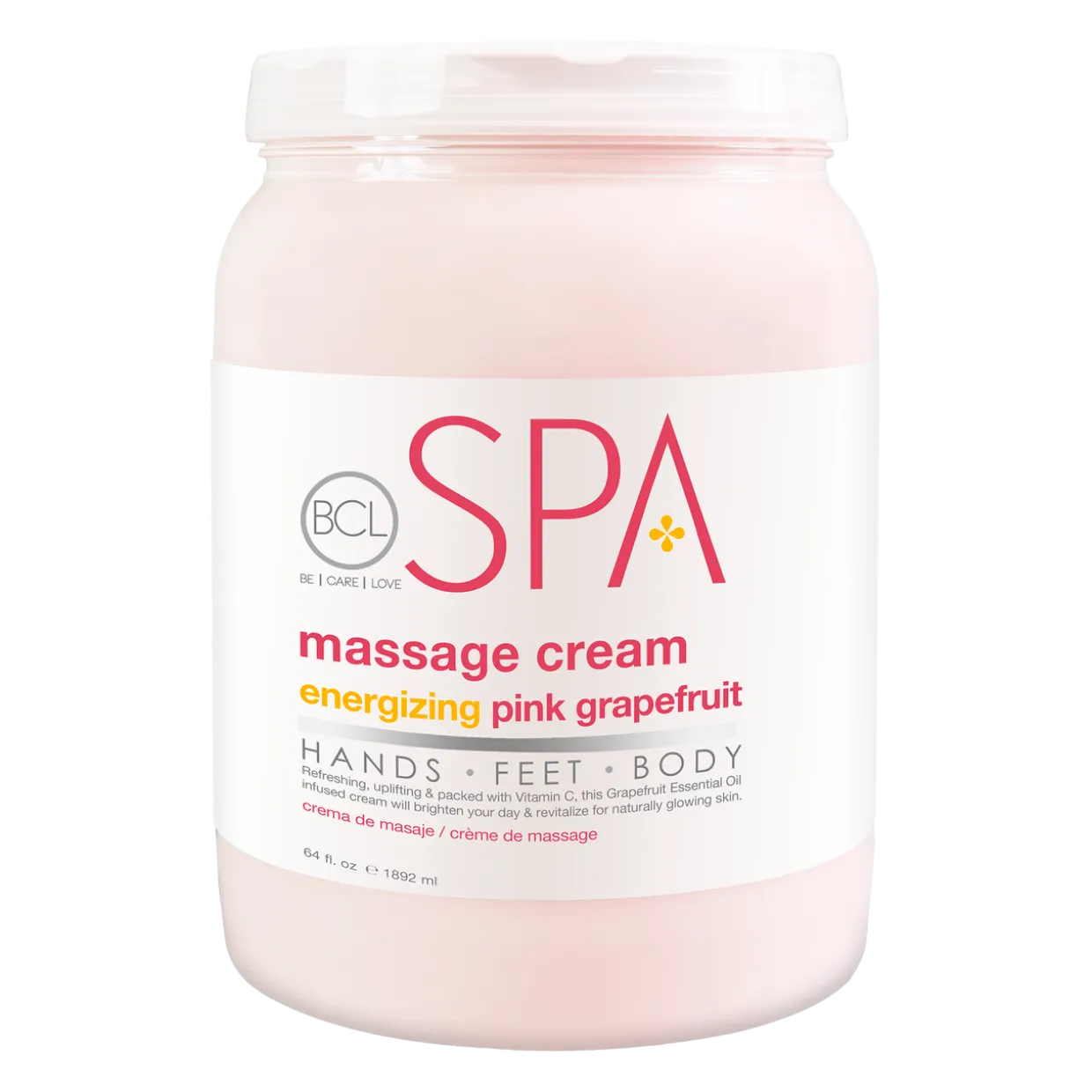 BCL SPA Massage Cream Energizing Pink Grapefruit, 64 oz.