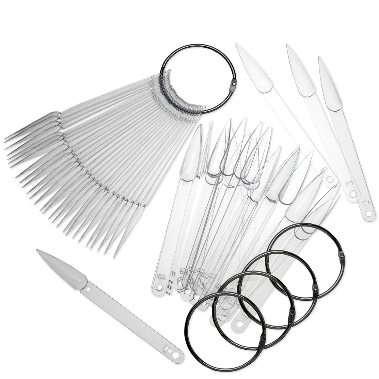 DL Pro Stiletto Nail Tips Display on a Ring - 200 ct.