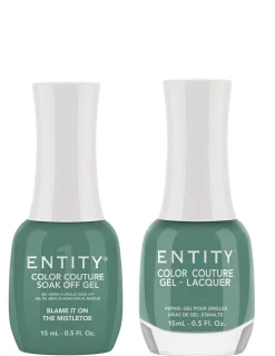 Entity "Blame It On The Mistletoe" Duo - Includes Gel Polish and Lacquer - Slate Green Creme