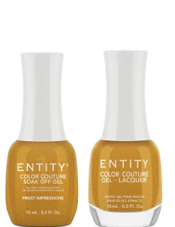 Entity "Frost Impressions" Duo - Includes Gel Polish and Lacquer - Gold Yellow Pearl