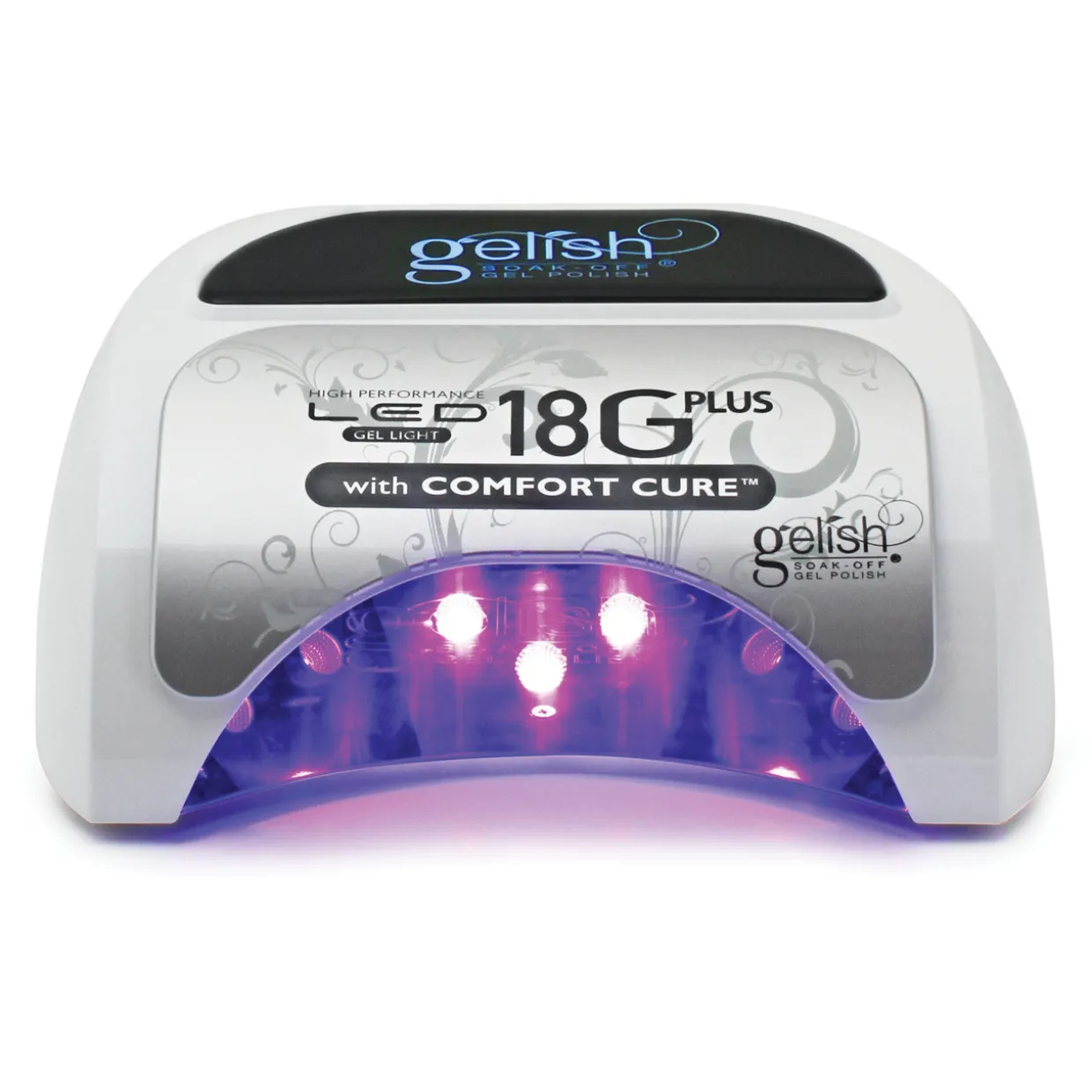 Gelish 18G Plus LED Light with Purple/Blue Pearl Soak-Off Gel Polish + Top and Base Coats