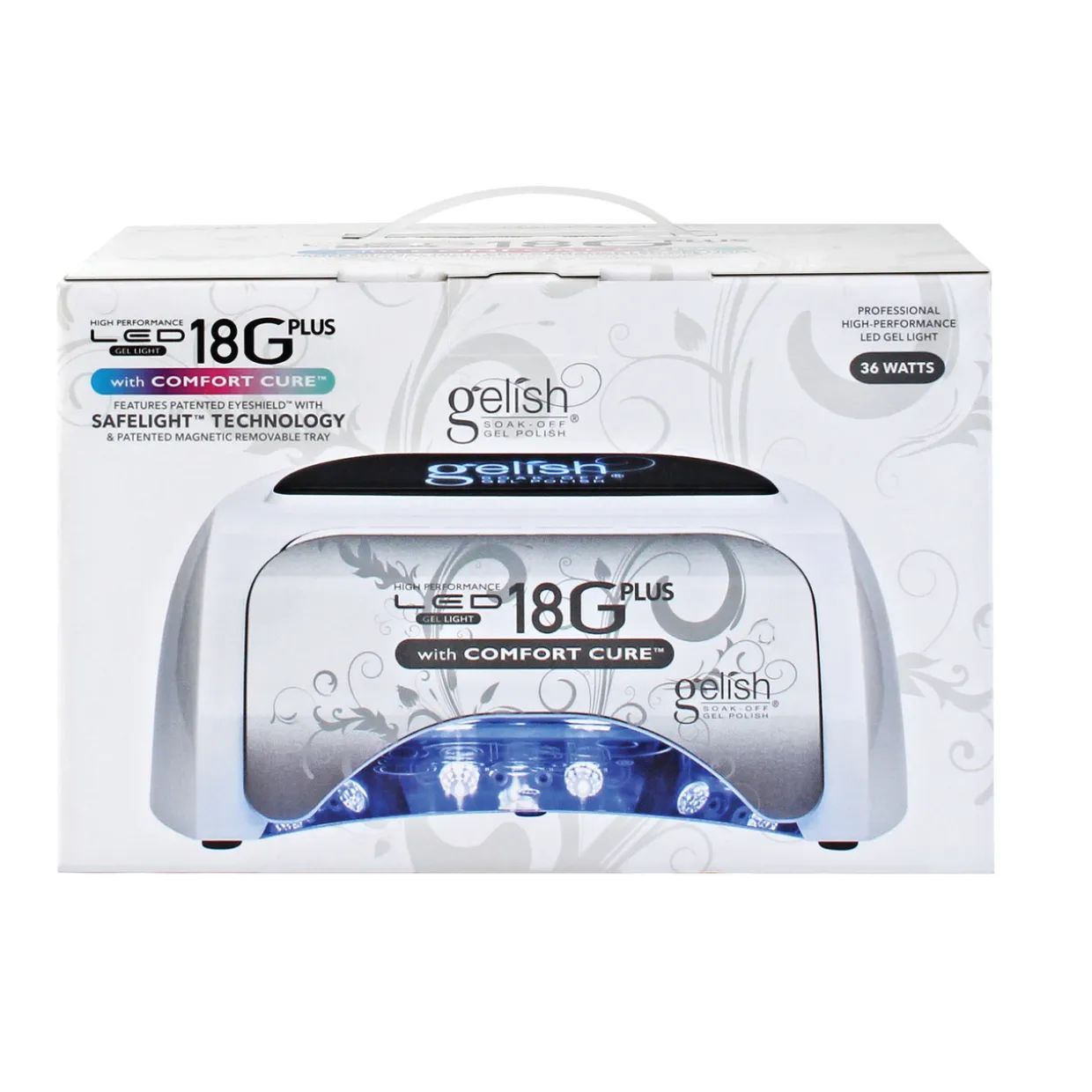Gelish 18G Plus LED Light with Burgundy Soak-Off Gel Polish + Top and Base Coats