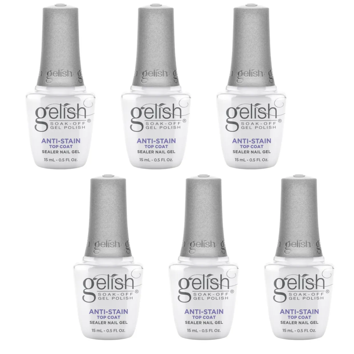 Gelish Anti-Stain Soak-Off Gel Top Coat, 15 mL | .5 fl. oz. - Case Pack of 6