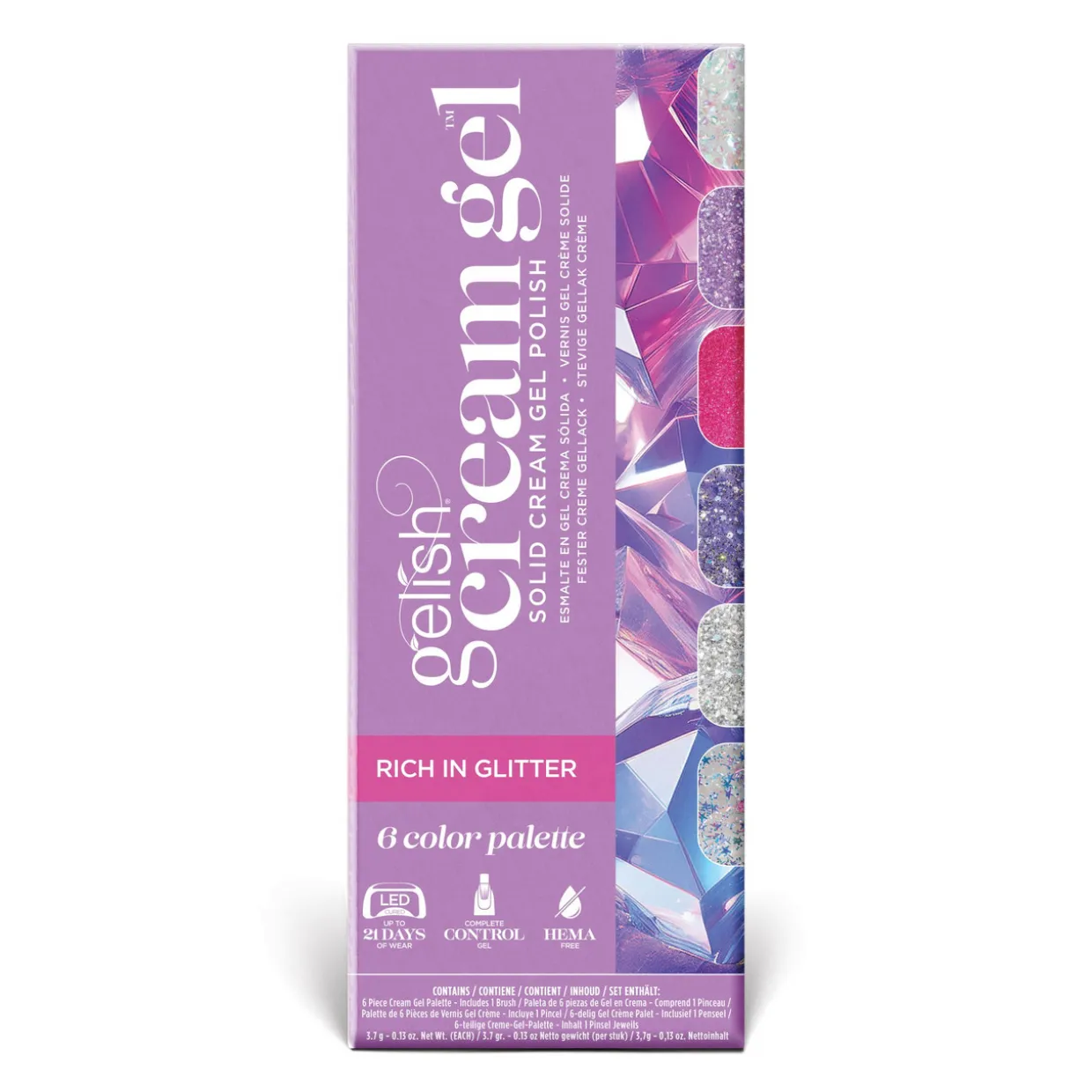 Gelish Cream Gel "Rich In Glitter", 6 Color Palette