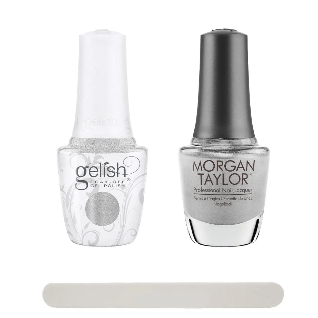 Gelish Disney Villains "Fashion Above All" 2 pc. Duo - Soak-Off Gel Polish and Lacquer - Silver Metallic