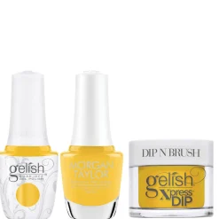 Gelish "Do The Tangle" Trio- Includes Gel Polish, Lacquer and Dip- Cyber Yellow Creme