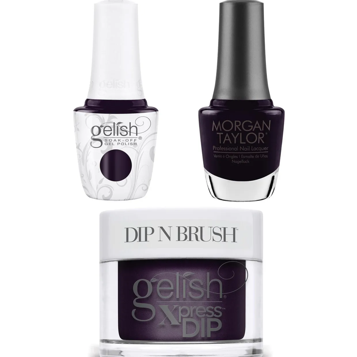 Gelish "Follow Suit" Trio, Deep Purple Pearl - Includes Gel Polish, Lacquer, And Dip