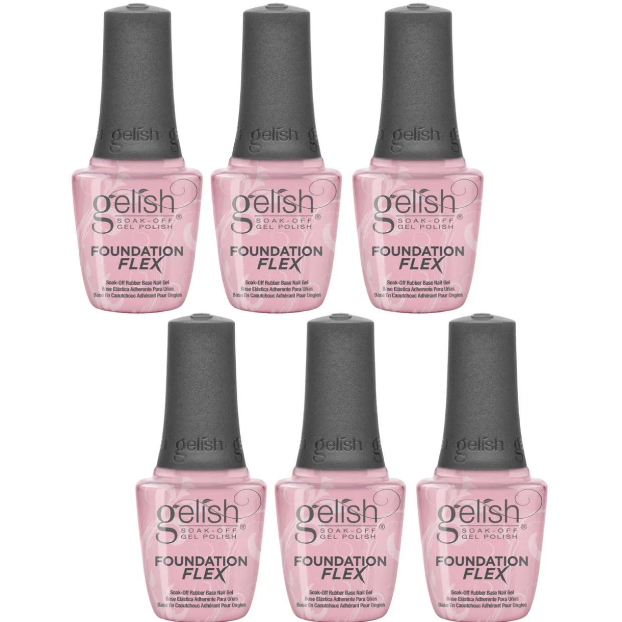 Gelish Foundation Flex Soak-Off Rubber Base Nail Gel, Light Nude, 15 mL | .5 fl. Oz. - Case Pack of 6