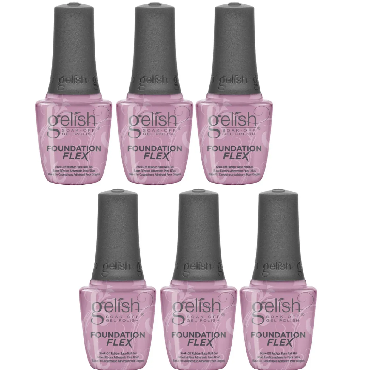 Gelish Foundation Flex Soak-Off Rubber Base Nail Gel, Light Pink, 15 mL | .5 fl. Oz. - Case Pack of 6