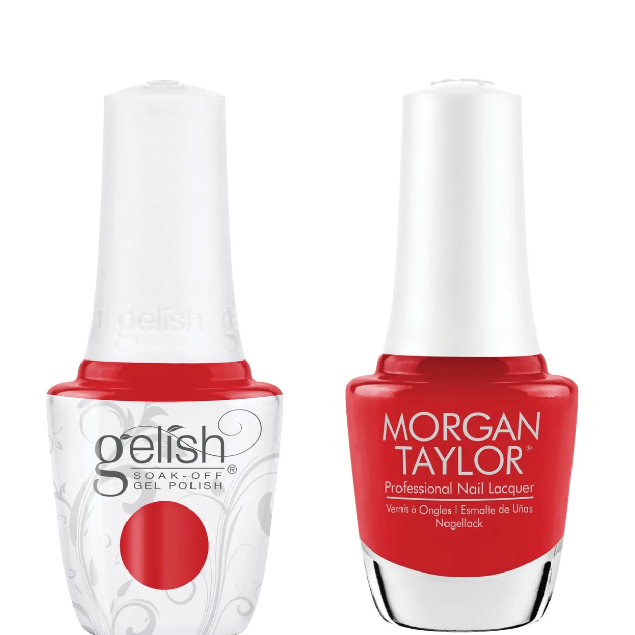 Gelish "Give It A Curl" Duo - Includes Gel Polish, and Lacquer- Bright Cherry Creme