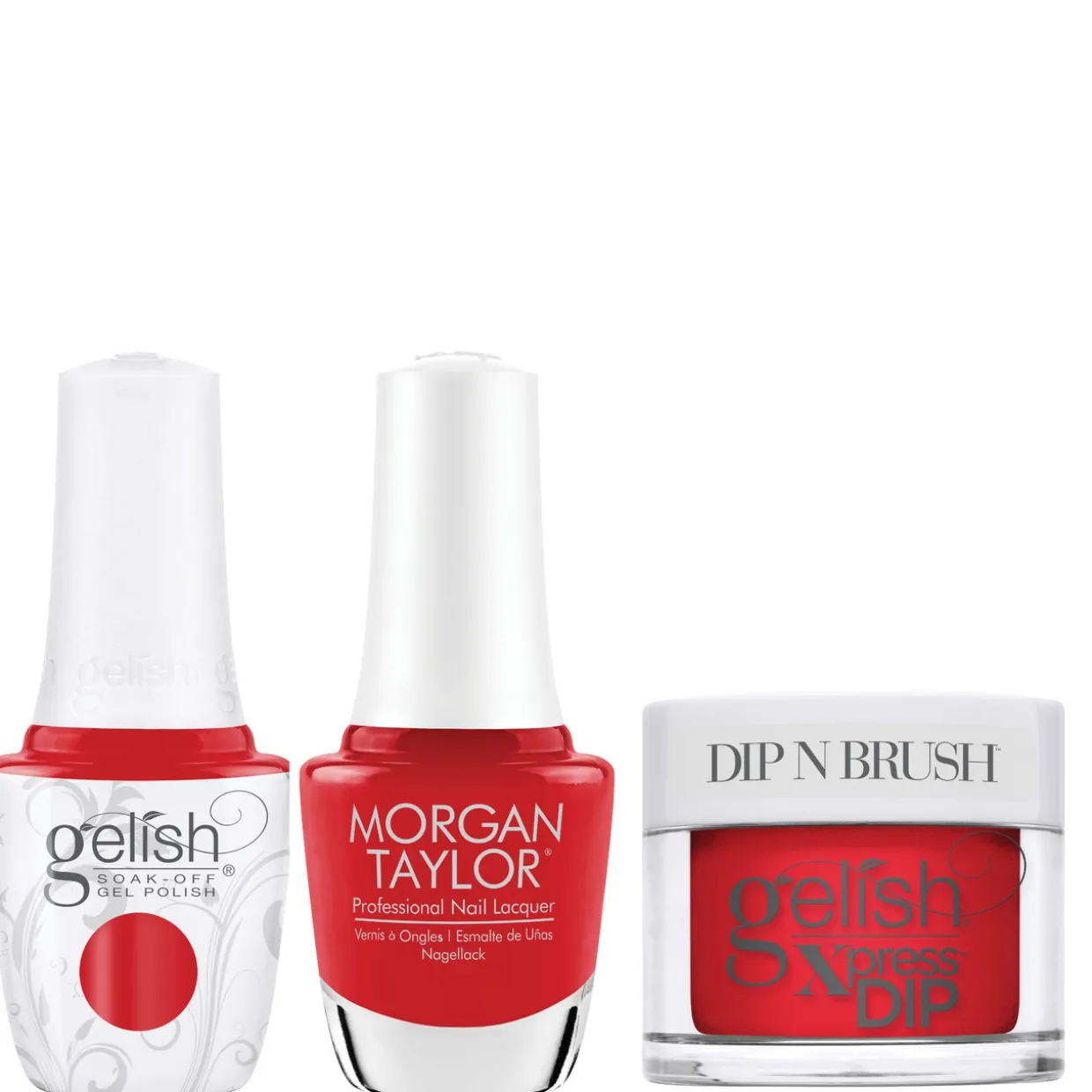 Gelish "Give It A Curl" Trio - Includes Gel Polish, Lacquer and Dip- Bright Cherry Creme