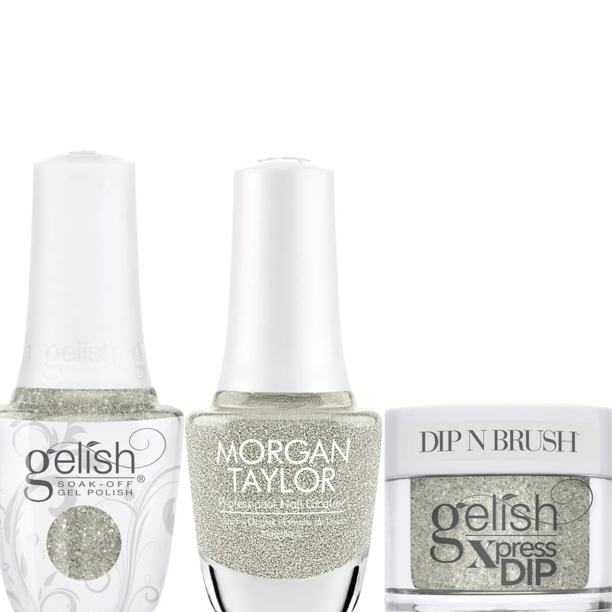 Gelish "Golden Garden Gala" Trio- Includes Gel Polish, Lacquer and Dip - Fine Gold Glitter