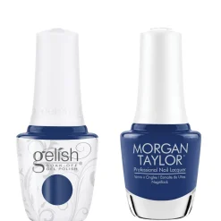 Gelish "Hold Me Tighter" Duo- Includes Gel Polish and Lacquer- Indigo Blue Creme