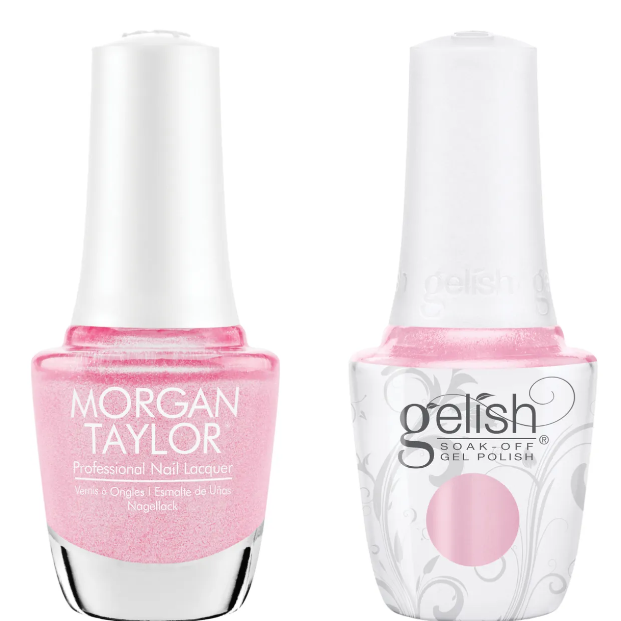 Gelish "Hugs and Blisses" Duo- Includes Gel Polish and Lacquer - Bubblegum Pink Pearl