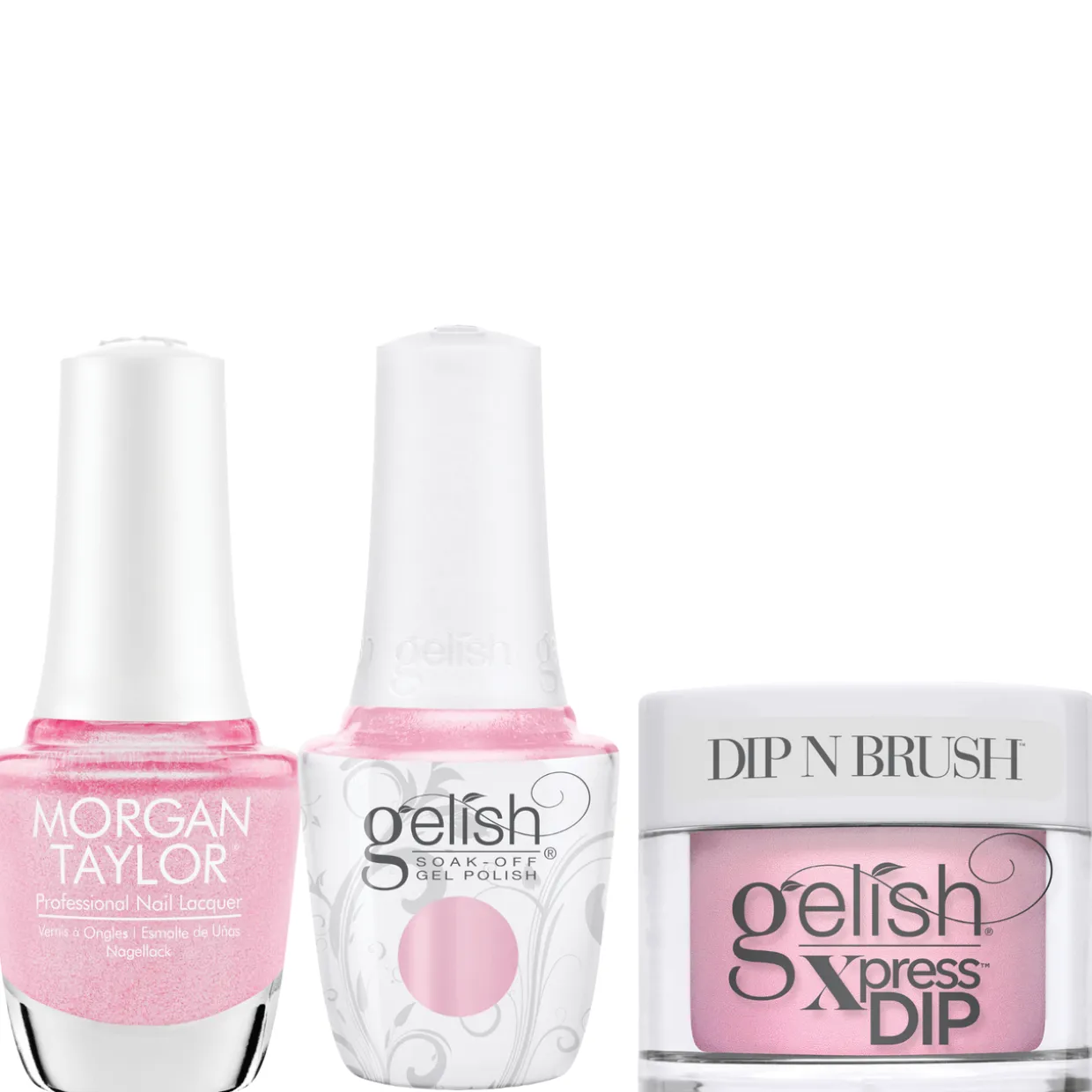 Gelish "Hugs and Blisses" Trio- Includes Gel Polish, Lacquer and Dip- Bubblegum Pink Pearl