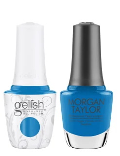 Gelish "I Was Framed" Duo, Cerulean Blue Creme - Includes Gel polish and Lacquer