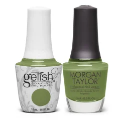 Gelish "Leaf It All Behind" Duo, Moss Green Crème - Includes Gel Polish and Lacquer