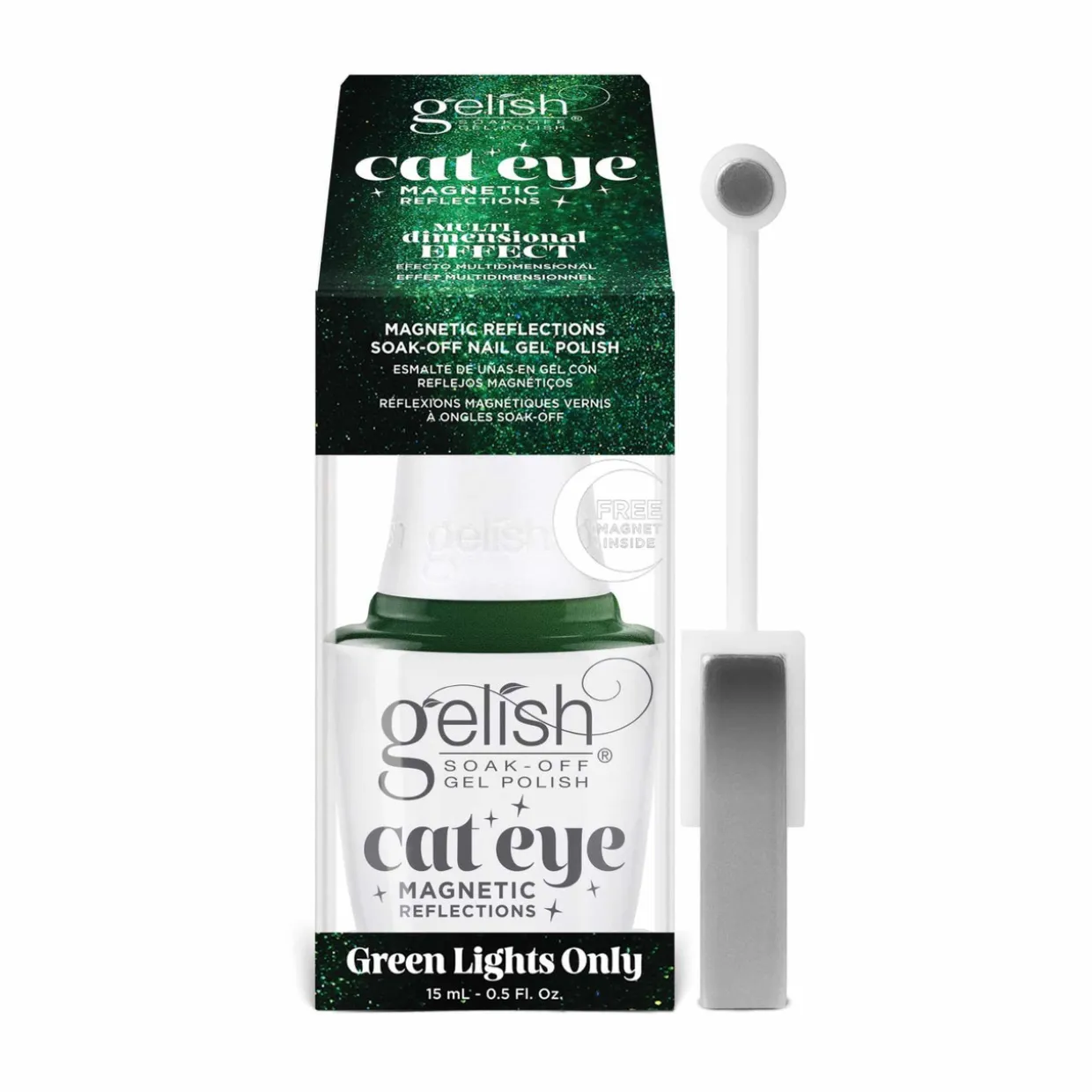 Gelish Magnetic Reflections Soak-Off Gel Polish "Green Lights Only", Green Effect Cat-Eye, 15mL | .5 fl oz-1110551