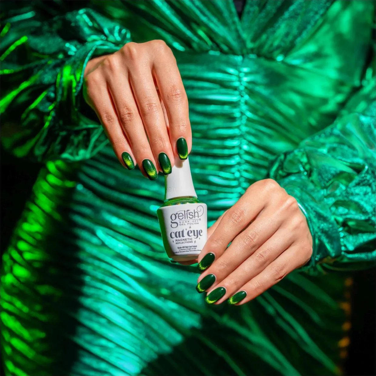 Gelish Magnetic Reflections Soak-Off Gel Polish "Green Lights Only", Green Effect Cat-Eye, 15mL | .5 fl oz-1110551