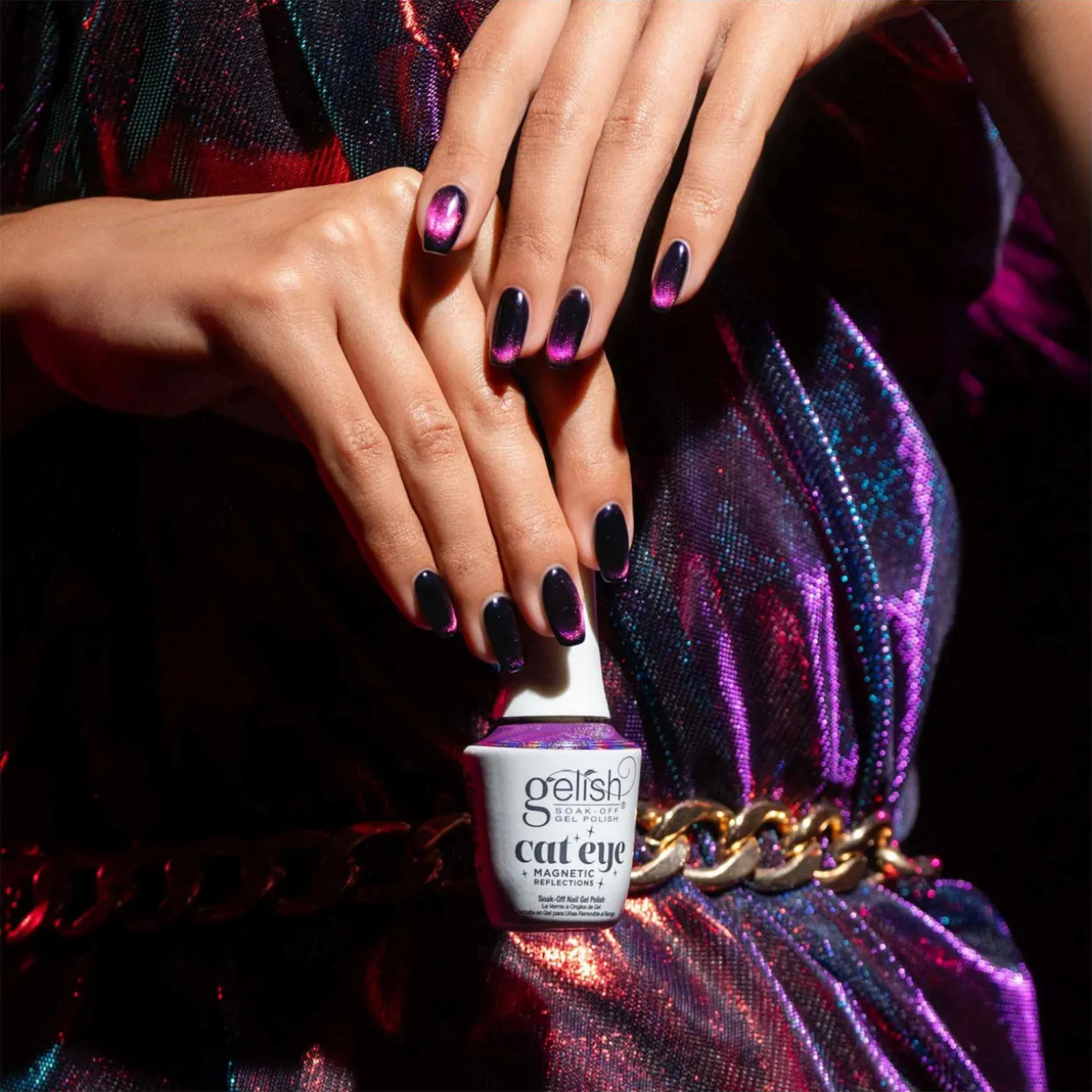 Gelish Magnetic Reflections Soak-Off Gel Polish "Let's Glow Girls", Pink Effect Cat-Eye, 15mL | .5 fl oz-1110549