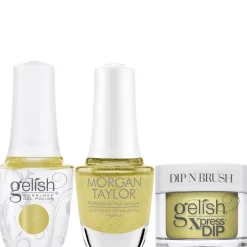 Gelish "Main Street Magic" Trio - Includes Gel Polish, Lacquer and Dip - Antique Gold Metallic