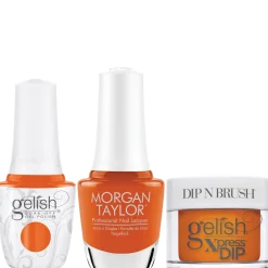 Gelish "Miss Sweet Cheeks" Trio- Includes Gel Polish, Lacquer and Dip- Tangy Orange Jelly
