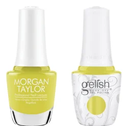 Gelish "Perk Up Buttercup" Duo- Includes Gel Polish and Lacquer- Lemon Lime Creme