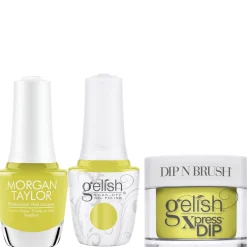 Gelish "Perk Up Buttercup" Trio- Includes Gel Polish, Lacquer and Dip- Lemon Lime Creme