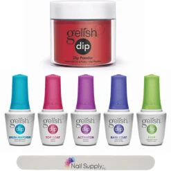 Gelish Professional Nail Dip Starter Kit with Bright Red Creme Color