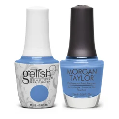 Gelish "Soaring Above It All" Duo - Includes Gel Polish and Lacquer - Bold Blue Crème