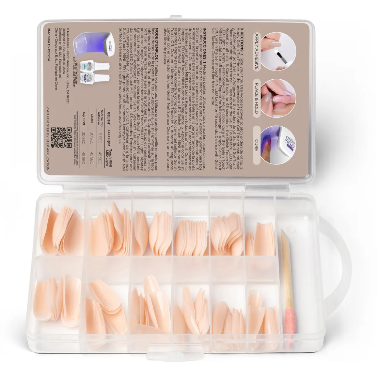 Gelish Soft Gel Tips, Light Nude Medium Coffin, 120 ct.