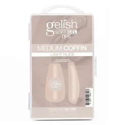 Gelish Soft Gel Tips, Light Nude Medium Coffin, 120 ct.