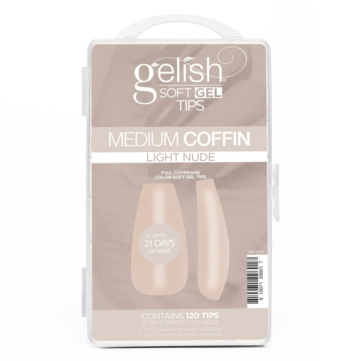 Gelish Soft Gel Tips, Light Nude Medium Coffin, 120 ct.